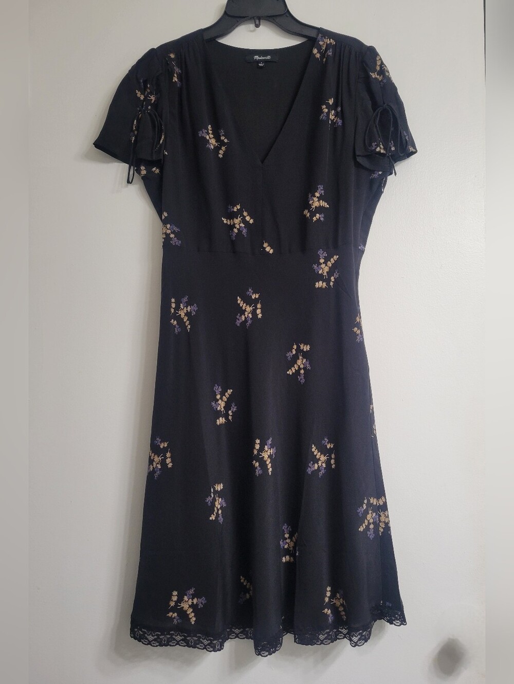 Black Floral V-Neck Dress by Madewell
